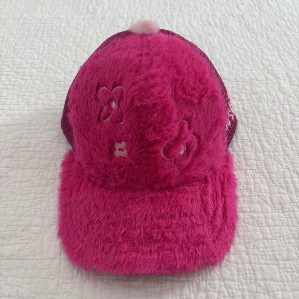 Hot Pink Fuzzy Fury Trucker Hat Adjustable SnapBack